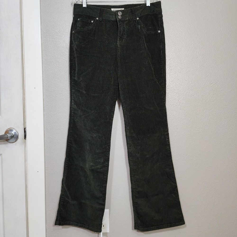 Vintage Jeanstar Green Corduroy Pants Women's 10 Bootcut Y2K Stretch Mid Rise